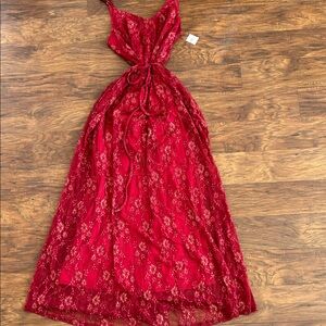 Wishlist Crimson Lace Maxi Dress